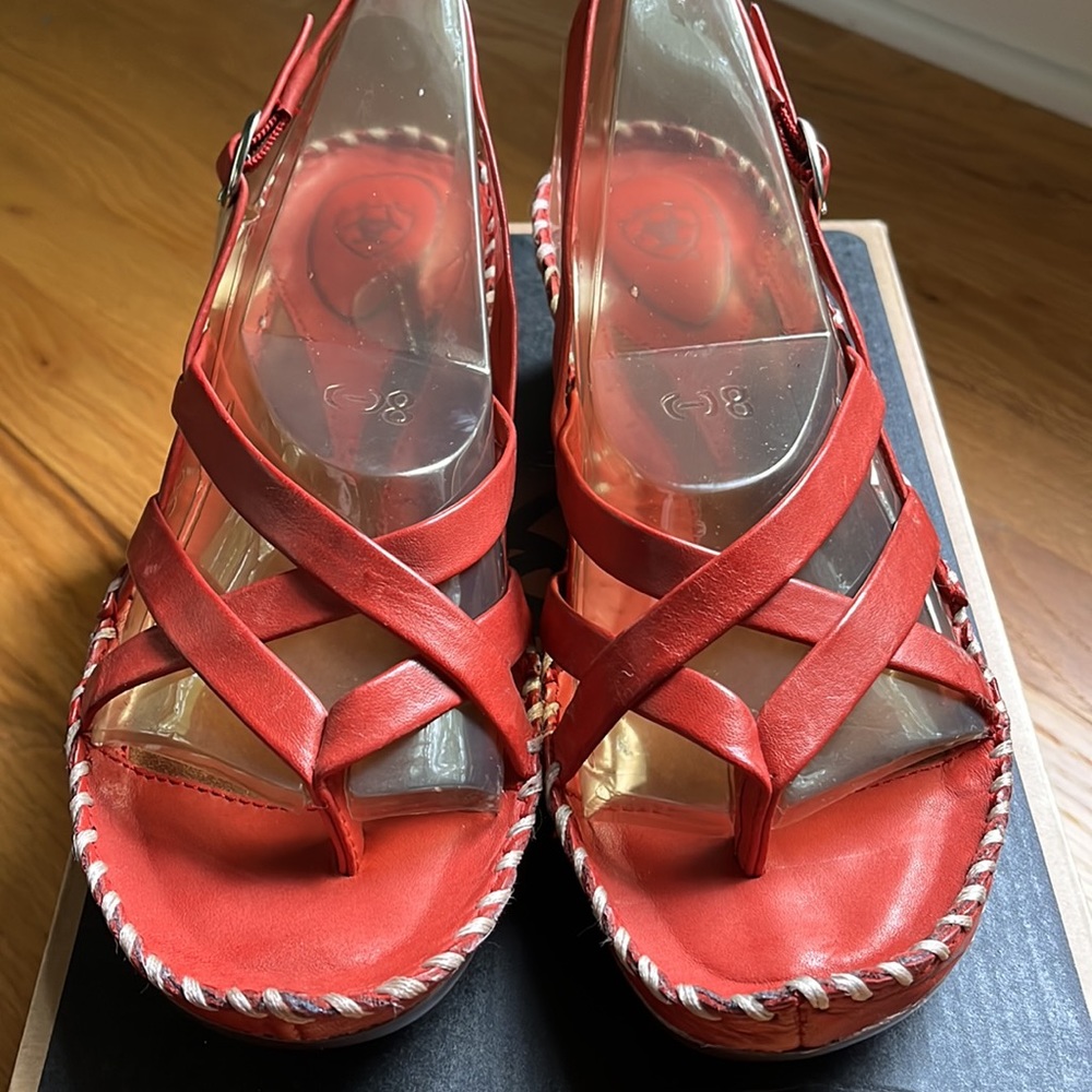 Ariat Red Wedge Sandal - Picture 2 of 5